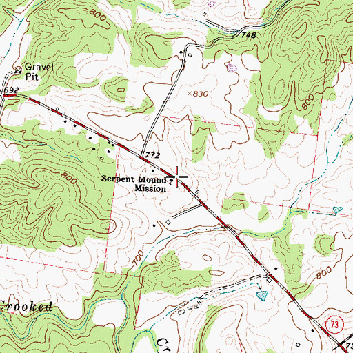 Topographic Map of Serpent Mound Mission, OH