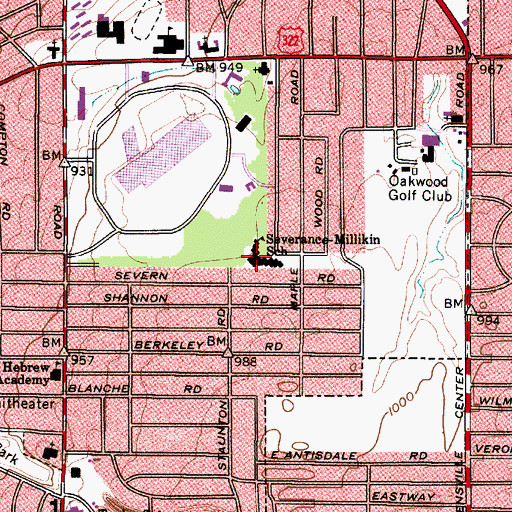 Topographic Map of Severance-Millikin School, OH