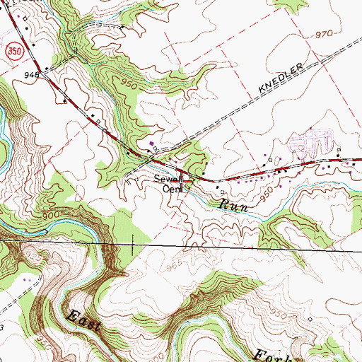 Topographic Map of Sewell Cemetery, OH