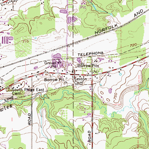 Topographic Map of Sexton Cemetery, OH