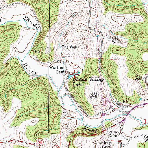 Topographic Map of Shade Valley Lake, OH