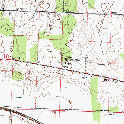 Topographic Map of Shadley Cemetery, OH