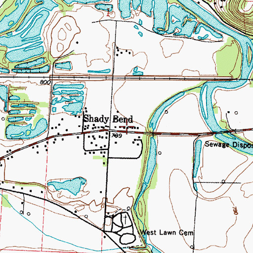 Topographic Map of Shady Bend, OH