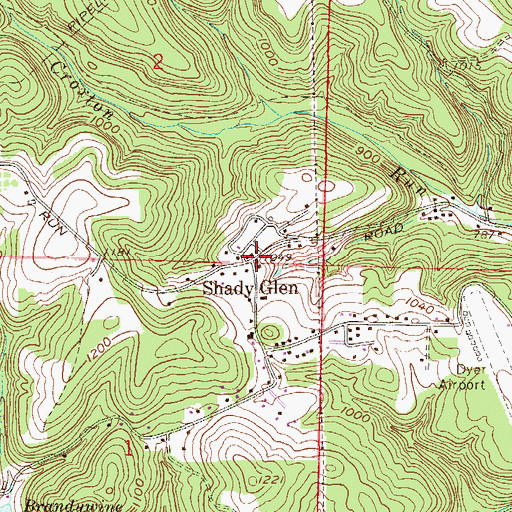 Topographic Map of Shady Glen, OH