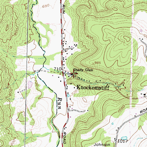 Topographic Map of Shady Glen Church of Christ in Christian Union, OH