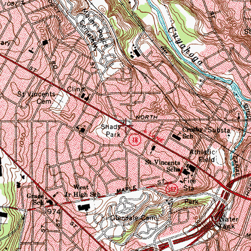 Topographic Map of Shady Park, OH