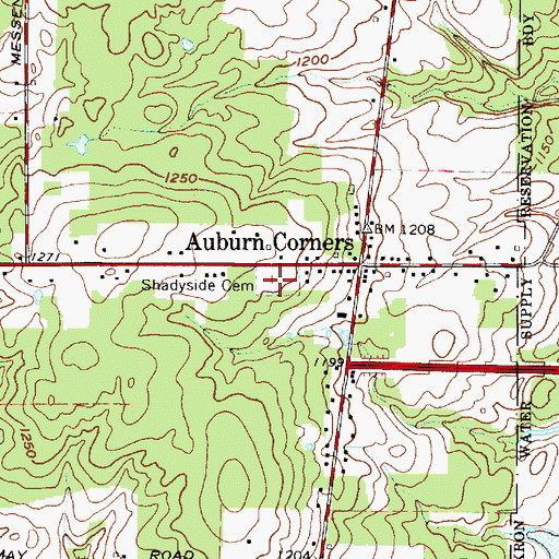 Topographic Map of Shadyside Cemetery, OH