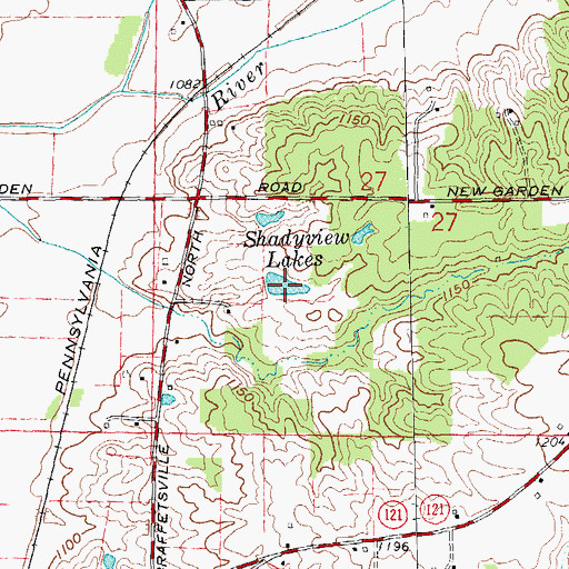 Topographic Map of Shadyview Lakes, OH