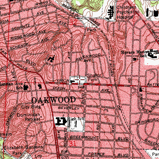 Topographic Map of Shafor Park, OH