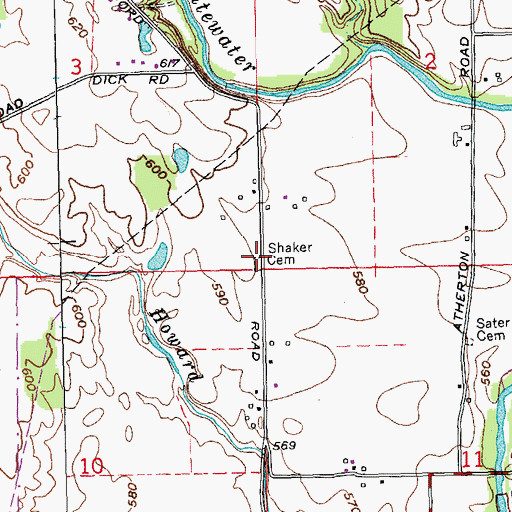 Topographic Map of Shaker Cemetery, OH