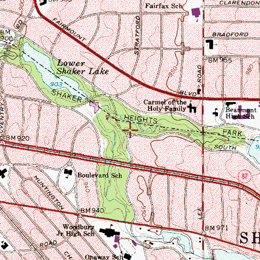 Topographic Map of Shaker Heights Park, OH