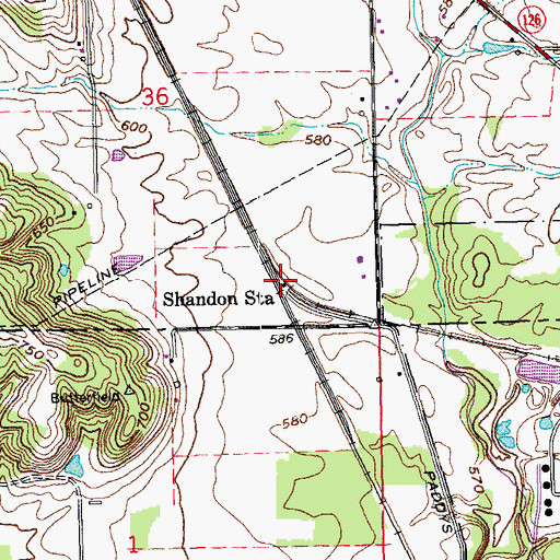 Topographic Map of Shandon Station, OH