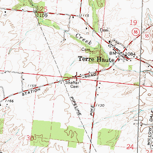 Topographic Map of Shaffer Cemetery, OH