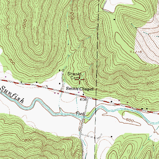 Topographic Map of Shanks Cemetery, OH