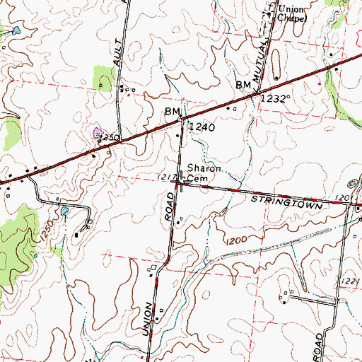 Topographic Map of Sharon Cemetery, OH