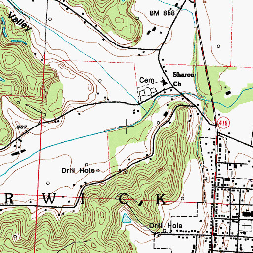 Topographic Map of Sharon Valley, OH