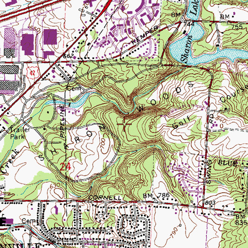 Topographic Map of Sharon Woods, OH