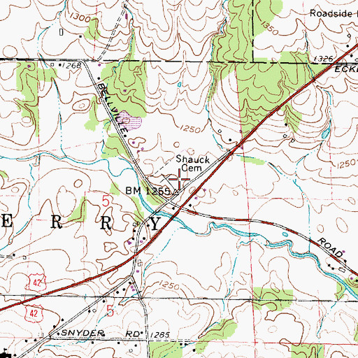 Topographic Map of Shauck Cemetery, OH