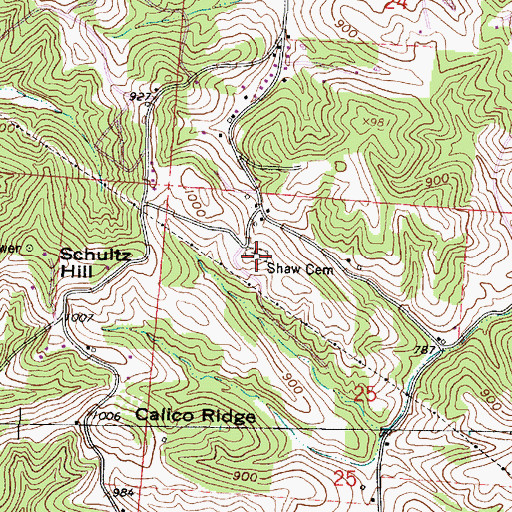 Topographic Map of Shaw Cemetery, OH