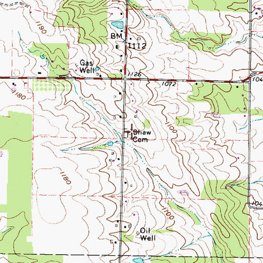 Topographic Map of Shaw Cemetery, OH