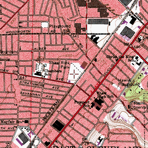Topographic Map of Shaw Rink Park, OH