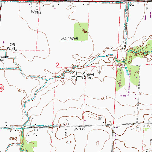 Topographic Map of Shawl Cemetery, OH