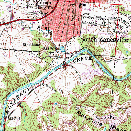 Topographic Map of Shawnee Run, OH