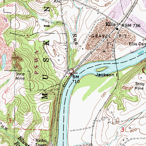 Topographic Map of Shawnee Run, OH