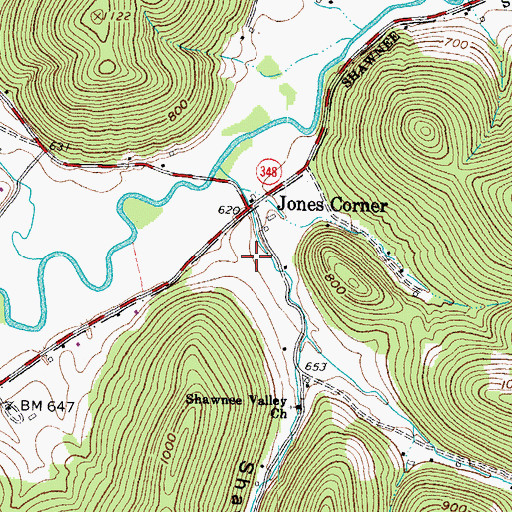 Topographic Map of Shawnee Valley, OH