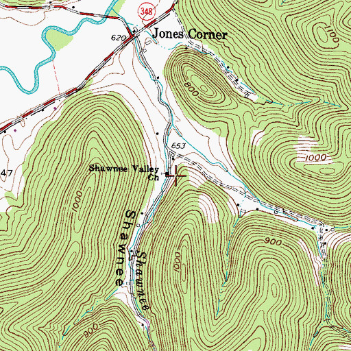Topographic Map of Shawnee Valley Church, OH