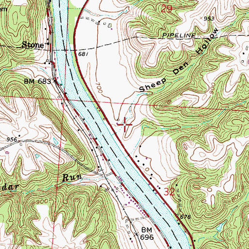 Topographic Map of Sheep Den Hollow, OH