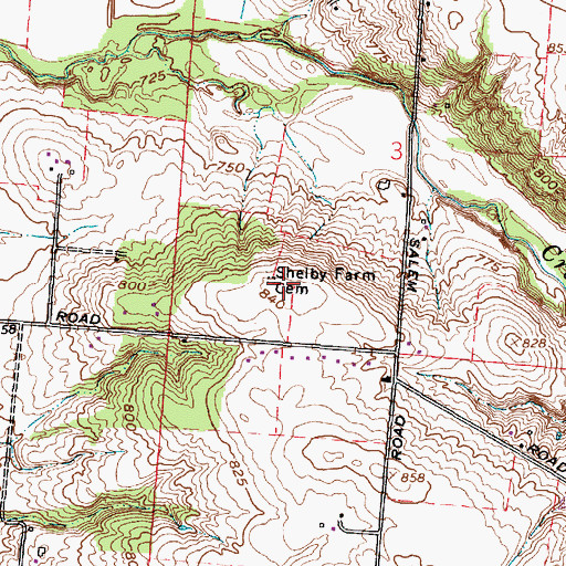 Topographic Map of Shelby Farm Cemetery, OH