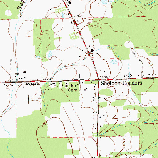 Topographic Map of Sheldon Cemetery, OH