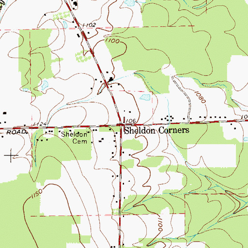 Topographic Map of Sheldon Corners, OH