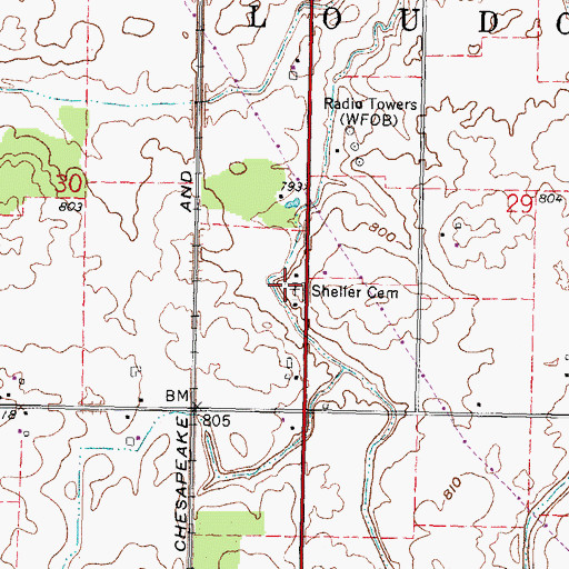 Topographic Map of Sheller Cemetery, OH