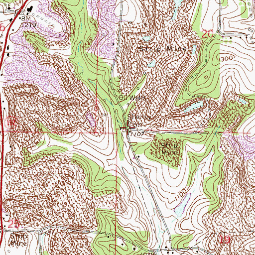 Topographic Map of Shelley Cemetery, OH