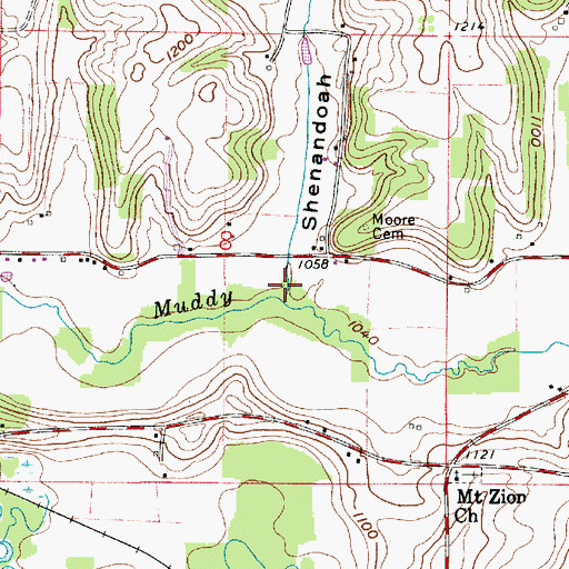 Topographic Map of Shenandoah Valley, OH