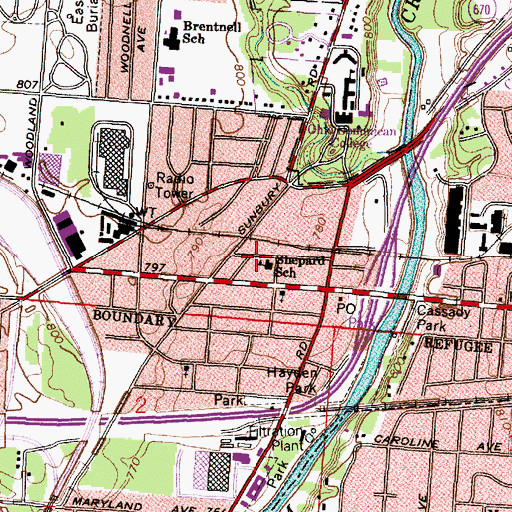 Topographic Map of Shepard School, OH
