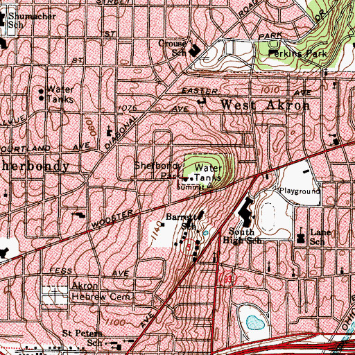 Topographic Map of Sherbondy Park, OH