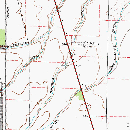 Topographic Map of Sherer Ditch, OH