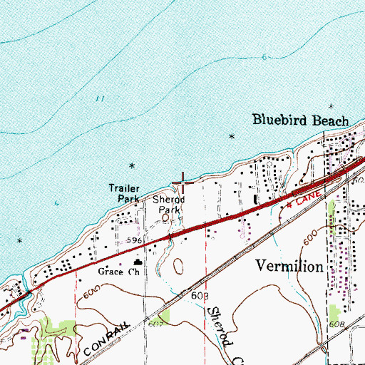 Topographic Map of Sherod Creek, OH