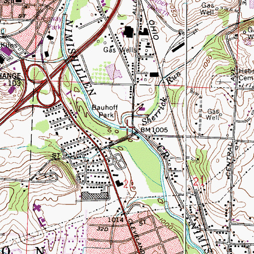Topographic Map of Sherrick Run, OH