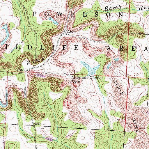 Topographic Map of Sherrods Chapel, OH