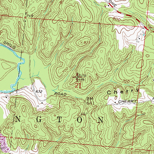 Topographic Map of Shilo Cemetery, OH