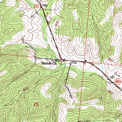 Topographic Map of Shiloh Church, OH