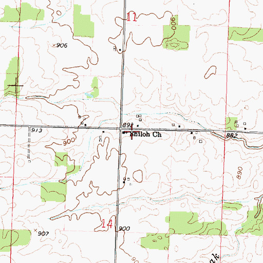Topographic Map of Shiloh Church, OH
