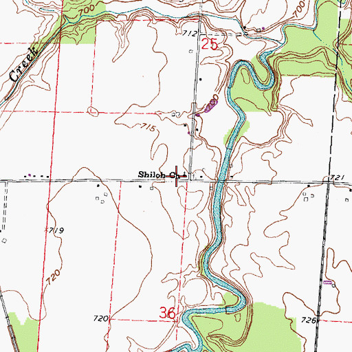 Topographic Map of Shiloh Church, OH
