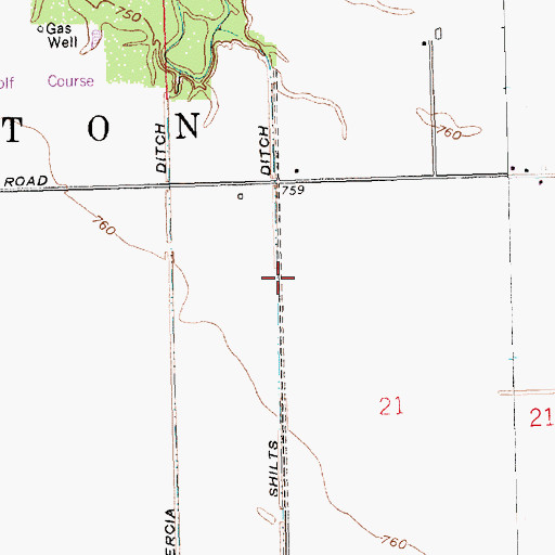 Topographic Map of Shilts Ditch, OH