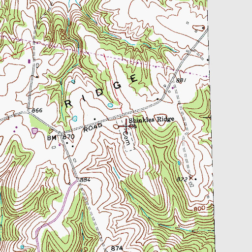 Topographic Map of Shinkles Ridge Church, OH