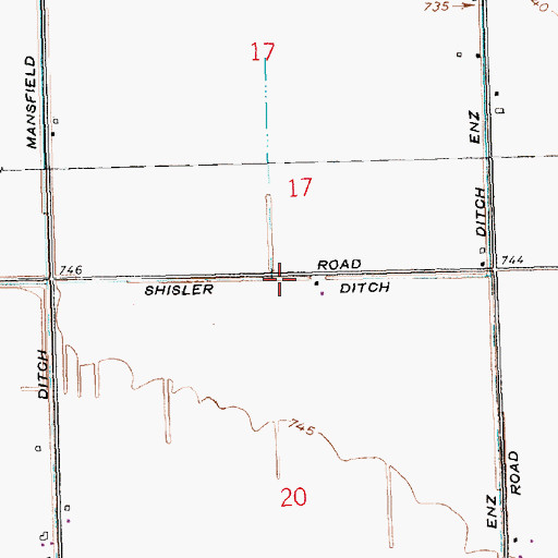 Topographic Map of Shisler Ditch, OH